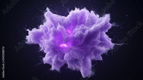 Abstract purple cloud-like structure with glowing points