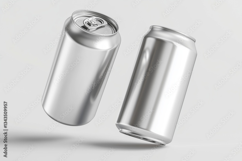 Aluminum soda can mockup with multiple cans arranged on white background for branding, packaging, and product presentation design Aluminum soda can mockup with multiple cans arranged on white background for branding, packaging, and product presentation design