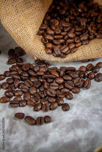 coffee beans on burlap