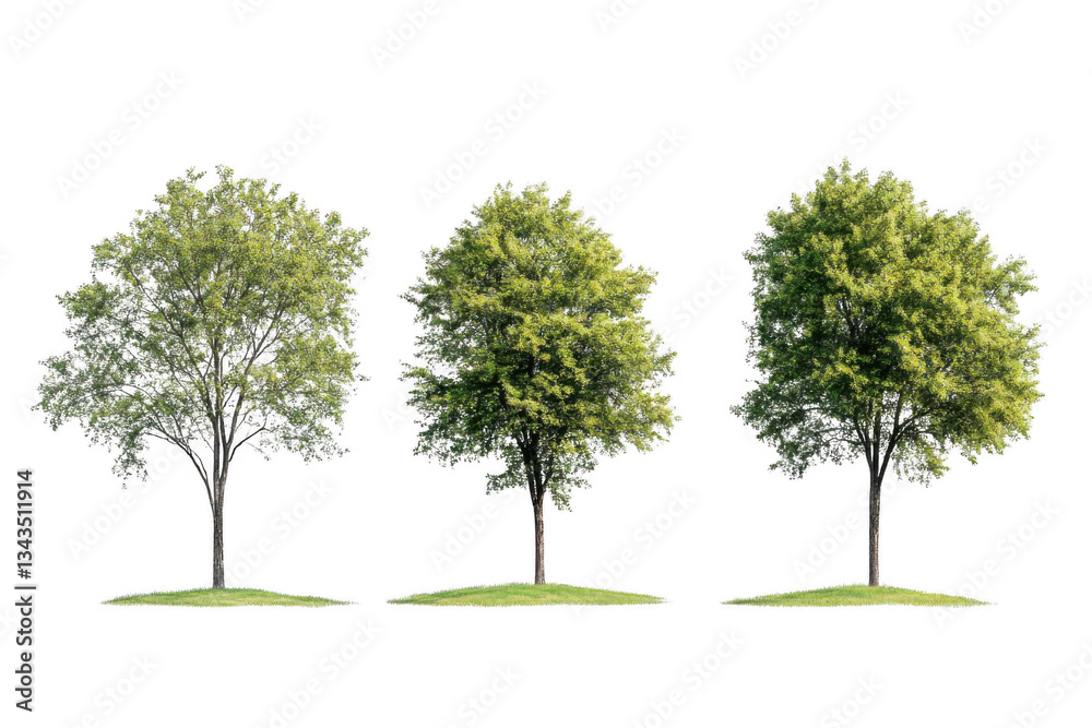 Cutout Trees Isolated with Green Summer Foliage. Cutout Trees Isolated with Green Summer Foliage.