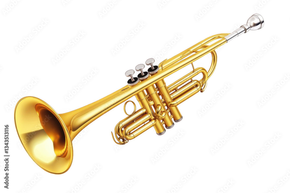 Obraz premium Golden Trumpet Instrument Music Isolated Black.