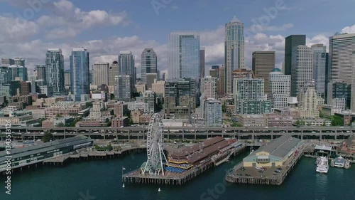 Seattle Waterfront with Alaskan Way Viaduct, Washington, USA, June 5th 2018
