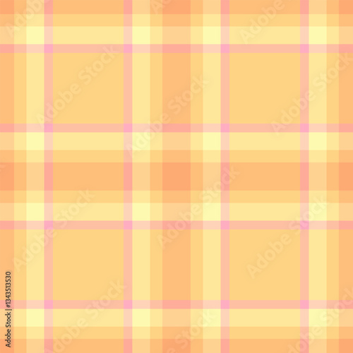 Back to school tartan vector background, minimalist plaid seamless pattern. Harvest textile texture fabric check in orange and amber colors.