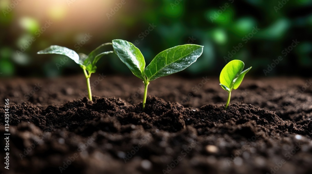 Sprouting seedlings in fertile soil