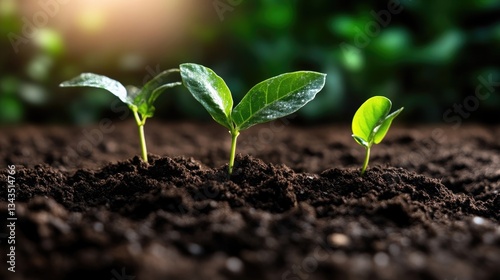 Obraz na płótnie Sprouting seedlings in fertile soil w salonie