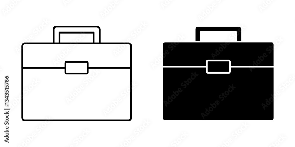 Briefcase Icon, Business and Work Symbol, Line and Solid Styles Briefcase Icon, Business and Work Symbol, Line and Solid Styles