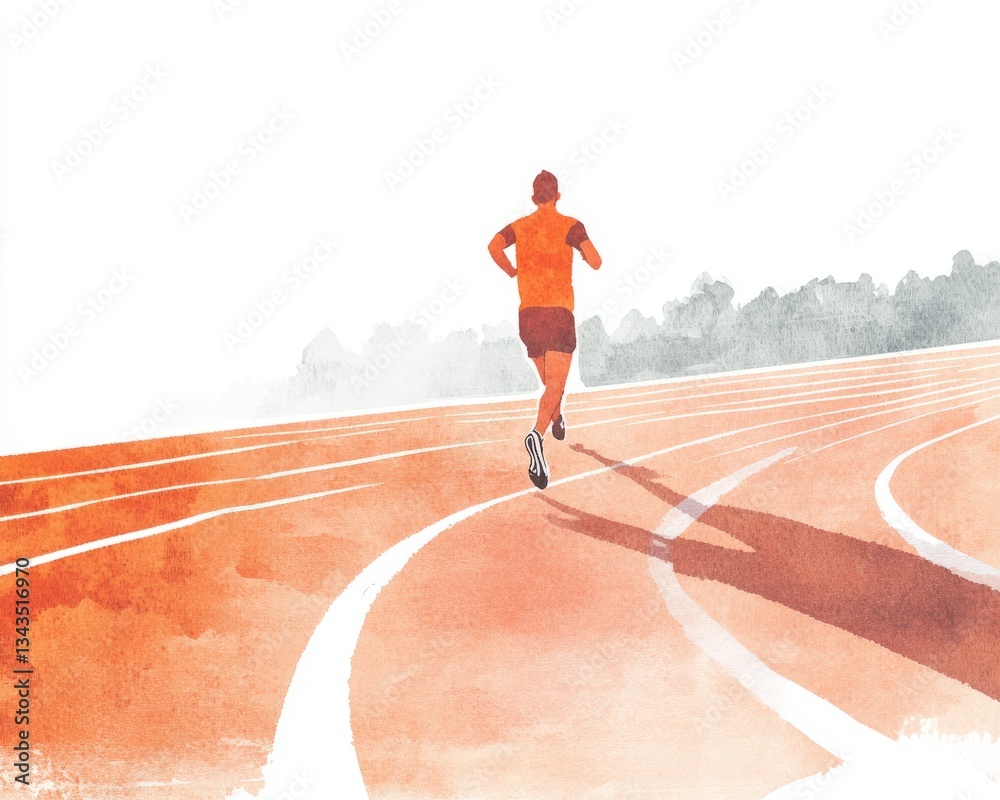 Minimalistic runner promoting physical activity in orange and grey Minimalistic runner promoting physical activity in orange and grey