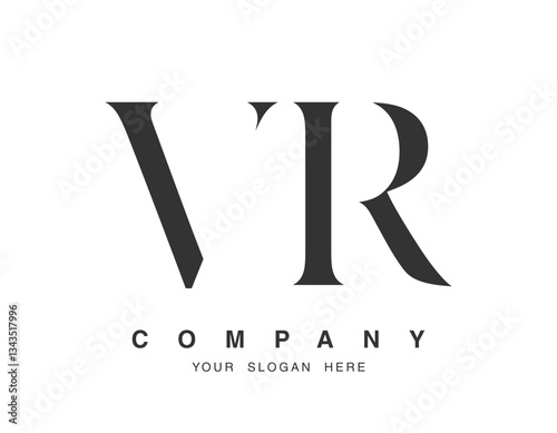 VR logo design. Initial letter v and r serif font style. Creative classic company name typography. Trendy logotype or identity.