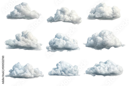 White Cloudscape Isolated cloud on Black Background.