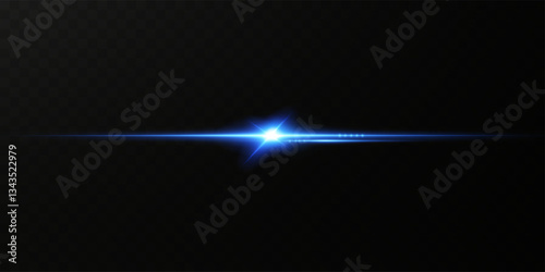 Light blue reflection effect, neon lighting in blue tones. Light lens. Police light effects, lines. Shiny stars, glowing sparks on a black background. Vector red light effect