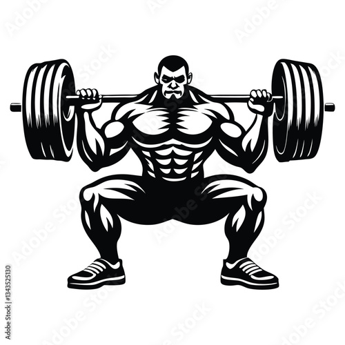 Weight lifting man silhouette vector isolated on white background, Weightlifter vector silhouette