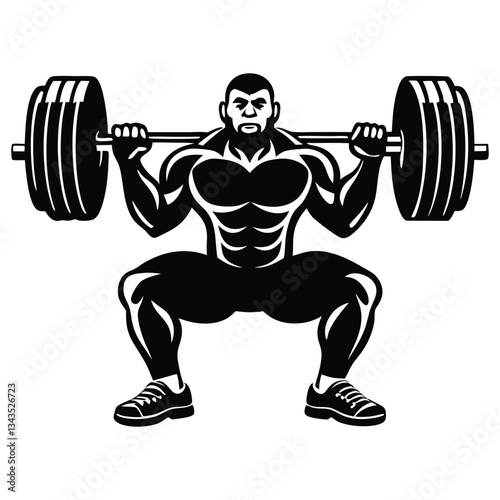 Weight lifting man silhouette vector isolated on white background, Weightlifter vector silhouette