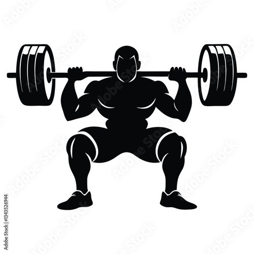 Weight lifting man silhouette vector isolated on white background, Weightlifter vector silhouette