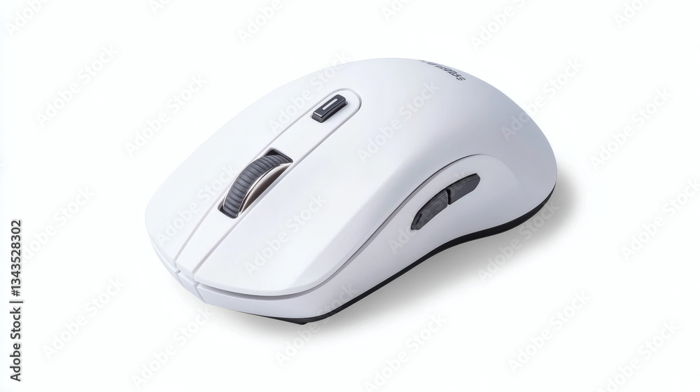 Wireless Computer Mouse with Minimalist Design on White Background Wireless Computer Mouse with Minimalist Design on White Background