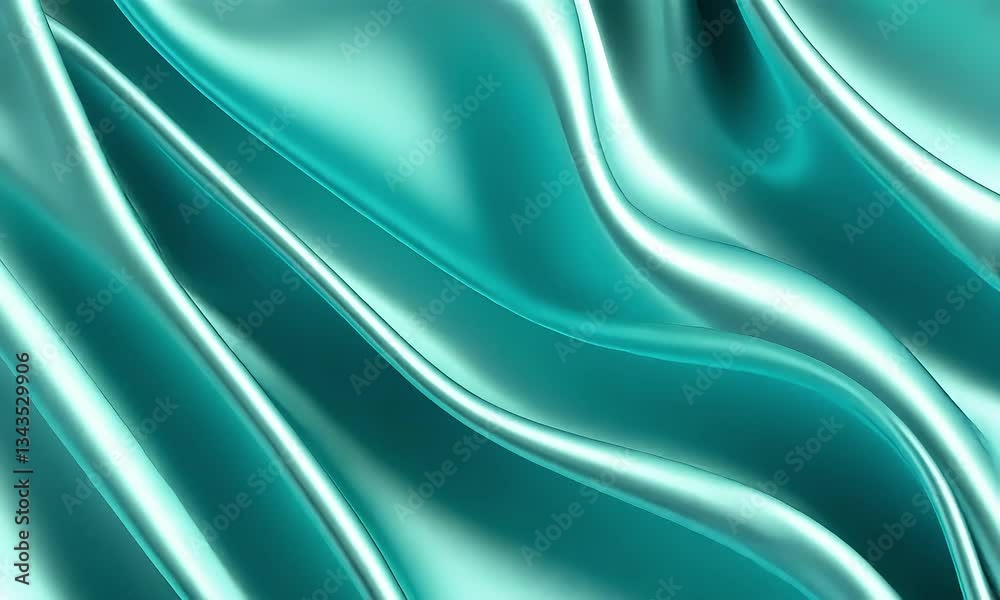 Shimmering Turquoise Silk Fabric Flowing Smoothly in Waves, Capturing Light and Texture for Elegant and Contemporary Designs Shimmering Turquoise Silk Fabric Flowing Smoothly in Waves, Capturing Light and Texture for Elegant and Contemporary Designs