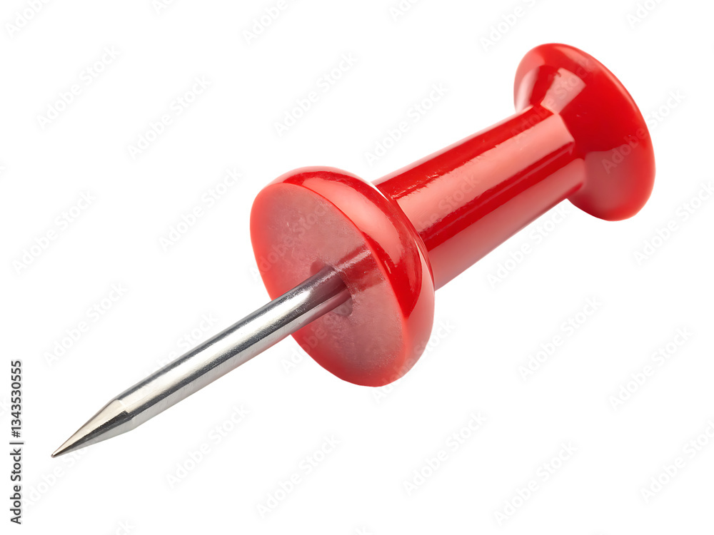 a close up of a single bright red push pin with a isolated on white background png. AI Generated a close up of a single bright red push pin with a isolated on white background png. AI Generated