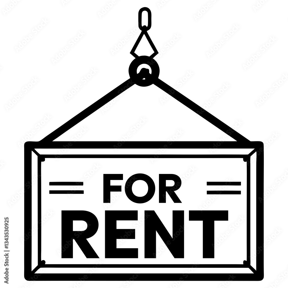 Black and White For Rent Sign Vector Icon – Real Estate Rental Symbol Black and White For Rent Sign Vector Icon – Real Estate Rental Symbol