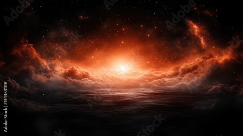 Obraz na płótnie Cosmic sunrise through fiery clouds w salonie