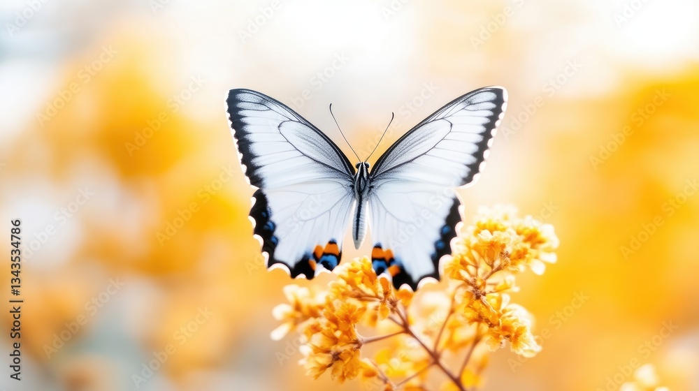 White butterfly on a yellow flower