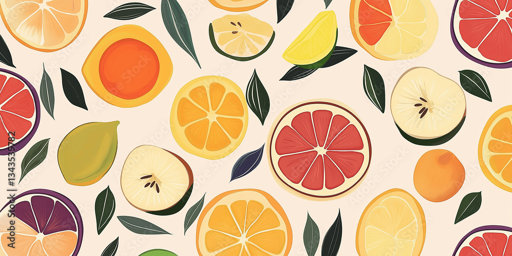 seamless pattern with summer fruits and vegetables seamless pattern with summer fruits and vegetables