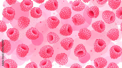 Seamless Raspberry Pattern Hand Painted Watercolor Berries Design