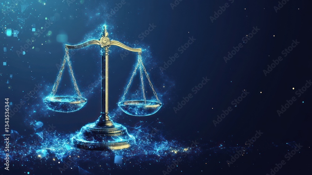 Justice scales digital art, abstract background Justice scales digital art, abstract background