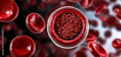 Blood Clot Close Up Illustration of Thrombosis in Vein or Artery and Red Blood Cells Medical Concept