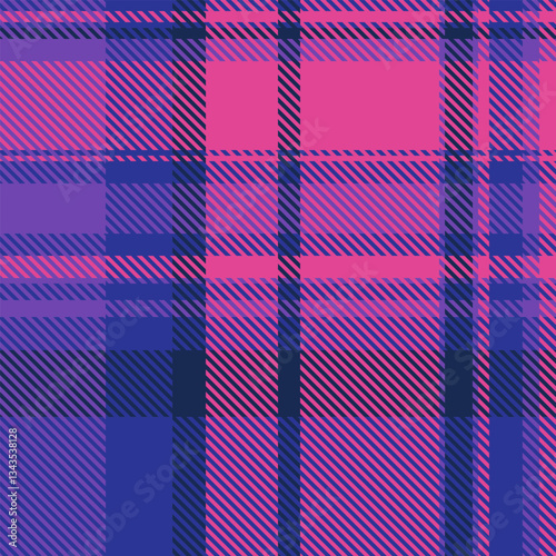 Plank pattern texture background, oilcloth vector textile check. Free fabric seamless tartan plaid in blue and pink colors.
