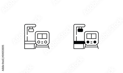 Train Station icons set vector stock illustration