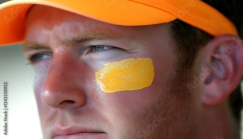 Golfer Applying Sunscreen for Outdoor Closeup.