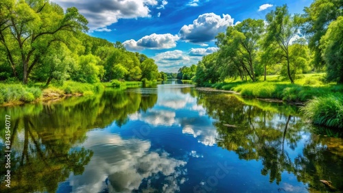 Minnesota's Ottertail River: summer sun, tranquil waters, rural charm captured in serene photography.