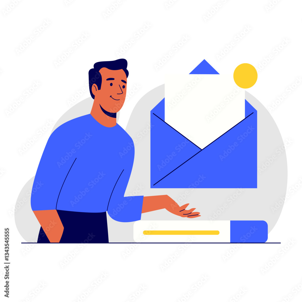 Creative Workflow Illustration with Male Character Working Creative Workflow Illustration with Male Character Working
