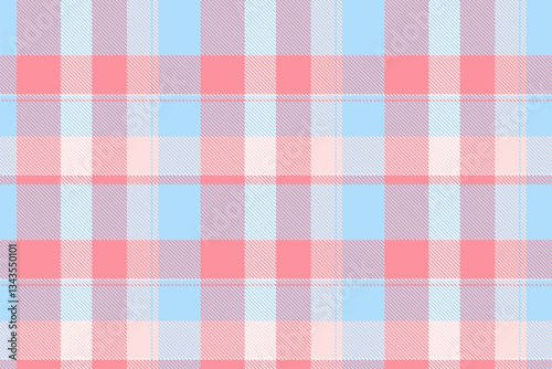 Advertising texture background textile, silky tartan vector fabric. Royal check pattern seamless plaid in cyan and red colors.