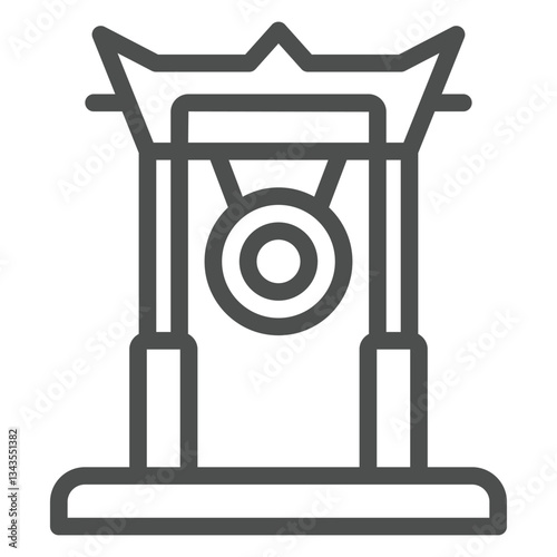 Thai gong tower line icon, music instruments concept. Vector graphics. Percussion high hat sign on white background, outline style icon for mobile or web design.