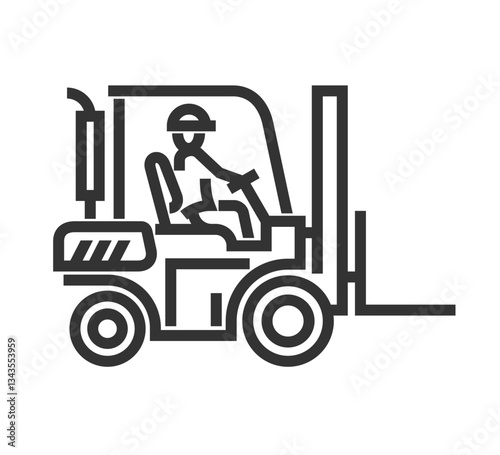 Forklift in side view icon in bold line - warehouse loader
