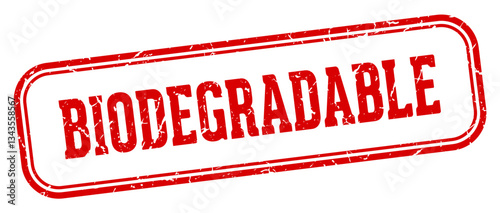 biodegradable stamp. biodegradable rectangular stamp on white background