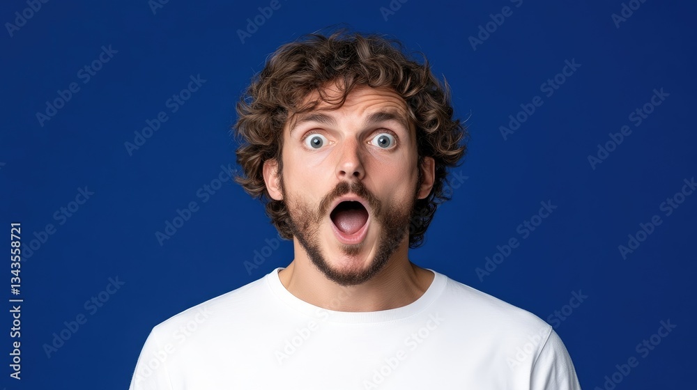 Man with wide-eyed surprise
