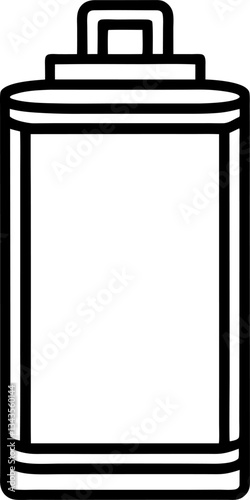 Black and White Minimalist Battery Icon Clean, Modern Line Art Style, Energy Storage, Simple Design