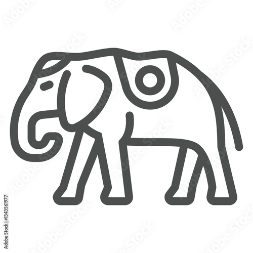 Thai elephant line icon, animals and wildlife concept. Vector graphics. Big elephant with saddle cloth sign on white background, outline style icon for mobile or web design.