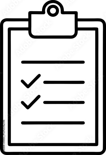 Checklist Icon Outline on Clipboard with Tick Marks for Task Management and Planning Symbol