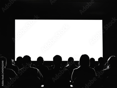 Captivating Cinema: A Silhouetted Audience Engrossed in the Silver Screen Experience, Lost in the Magic of Film, Enjoying a Shared Moment