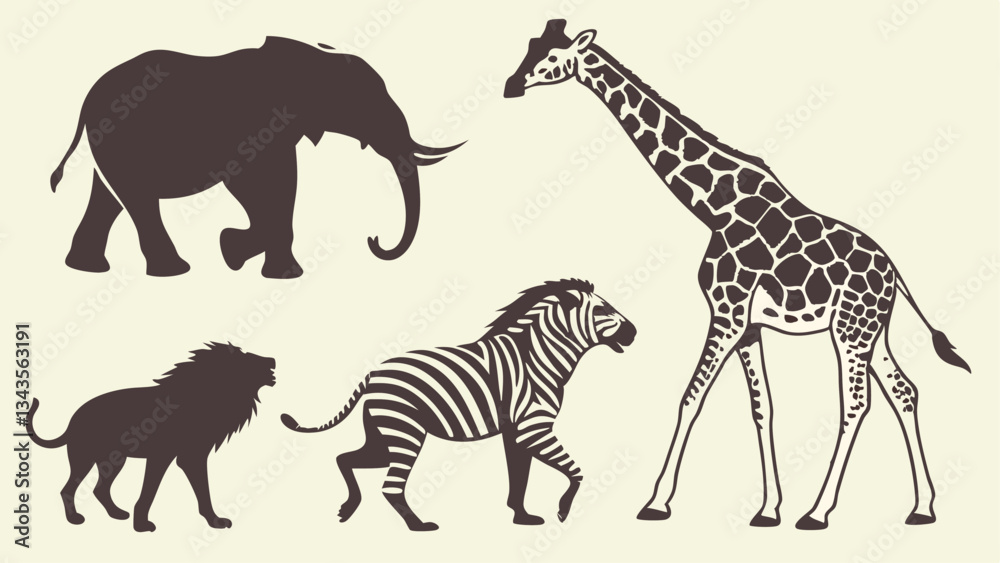 Obraz premium animals suilhouette big set