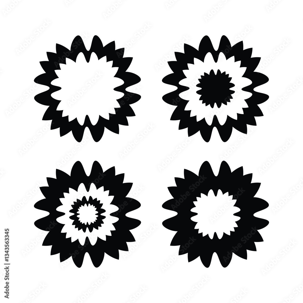 Beautiful flower icon set Beautiful flower icon set