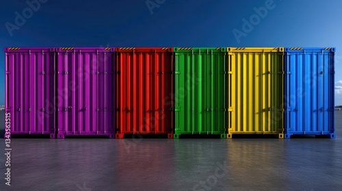 Obraz na płótnie Colorful shipping containers lined up on a concrete dock w salonie