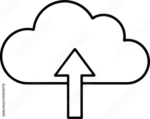 Cloud Upload Icon Outline Data Transfer Symbol, Digital Storage, and IT Communication Concept for Web and App Designs