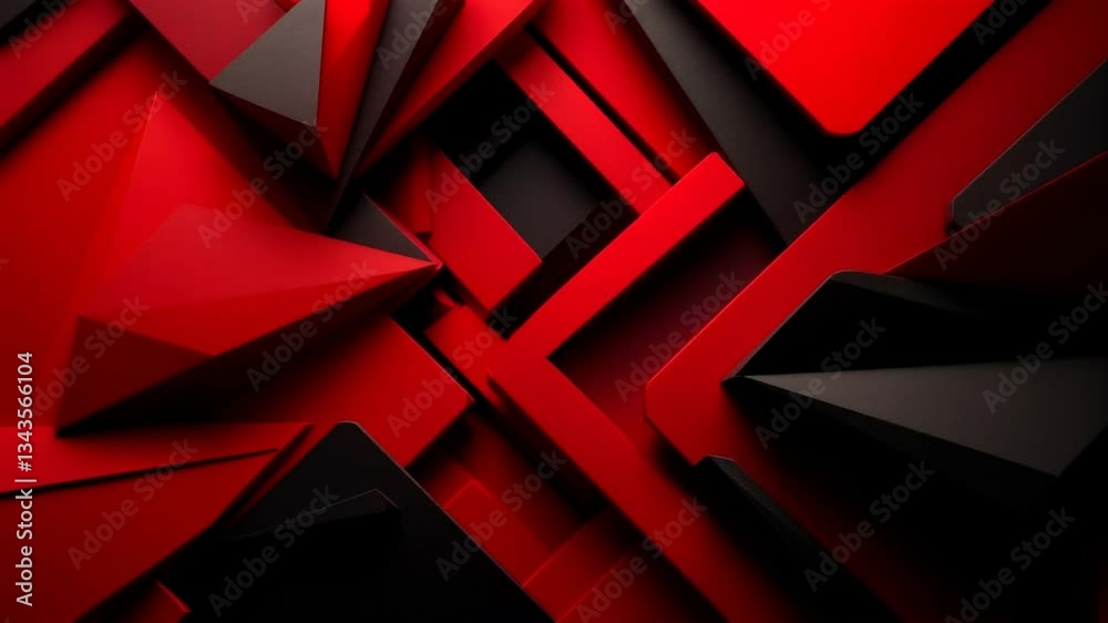 Dynamic Red and Black Geometric Explosion