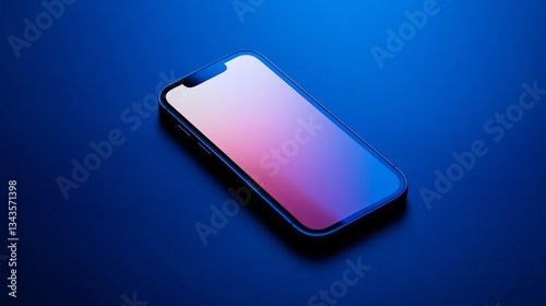 Smartphone with colorful screen displays against a blue background