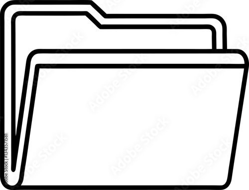 Outline of an Open Folder for Data Organization and Management on White Background