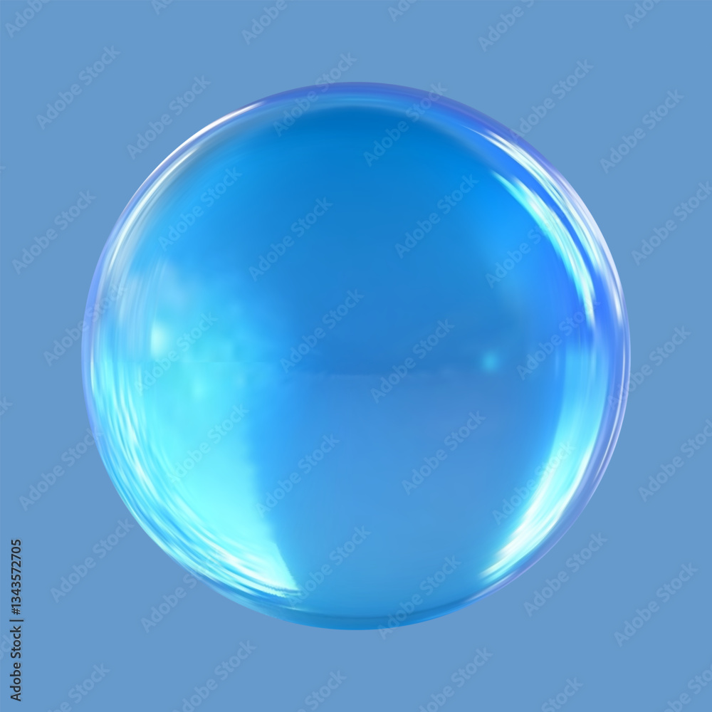 Obraz premium Realistic glossy colored glass ball.Abstract 3D light bubble with glare.Geometric abstract shape. 