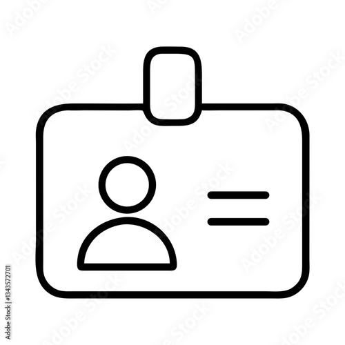 Identification badge icon for professional settings, conferences, and workplace credentials - flat stroke design for apps and websites

